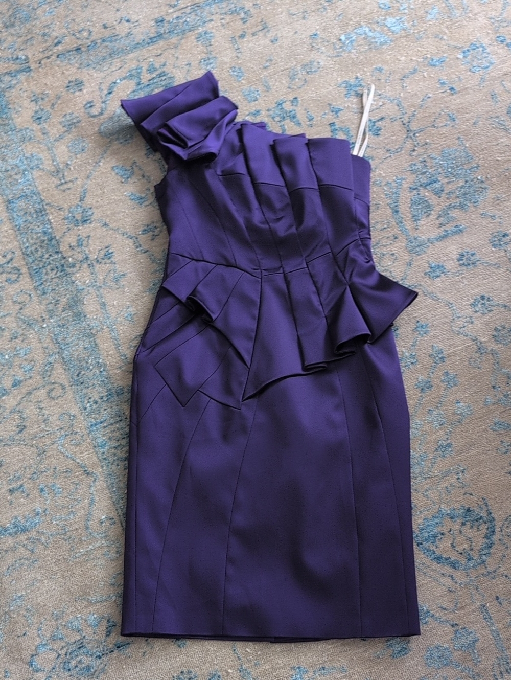 Karen Millen One-Shoulder Ruffled Purple Cocktail Dress